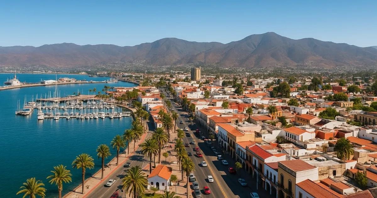 Ensenada Baja California waterfront and coastal city south of Rosarito Mexico