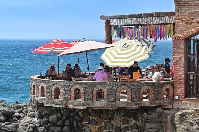 Restaurant dining and coastal lifestyle in Rosarito Beach Baja California Mexico