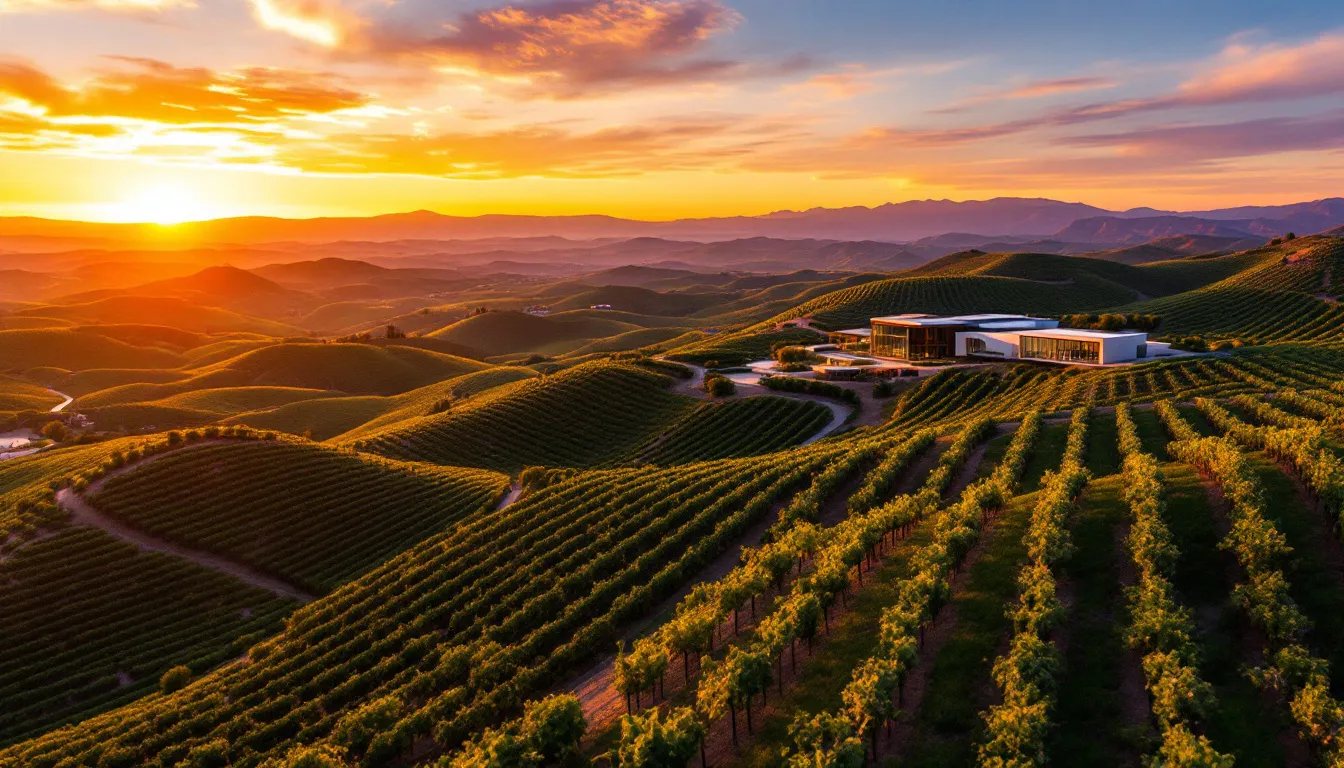 Vineyards and wine country in Valle de Guadalupe Baja California Mexico